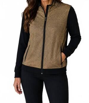 NEW EDINBURGH KNITWEAR foil zip front jacket in bronze